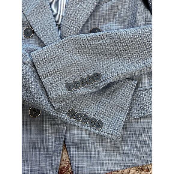Veronica Beard Dickey Diego Blazer Jacket Blue Plaid Double Breasted Size 6 - Picture 3 of 10
